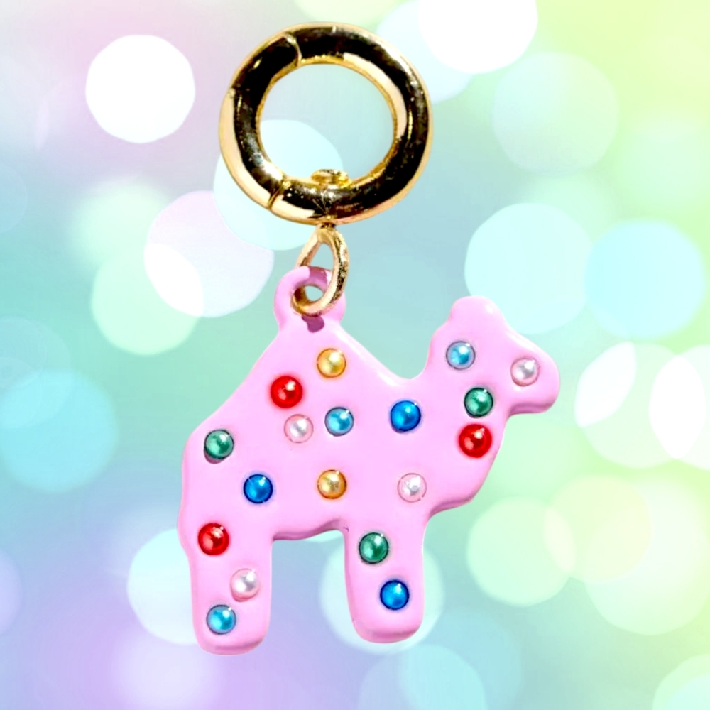 Pink Gemstone Camel Keychain Charm for Kids